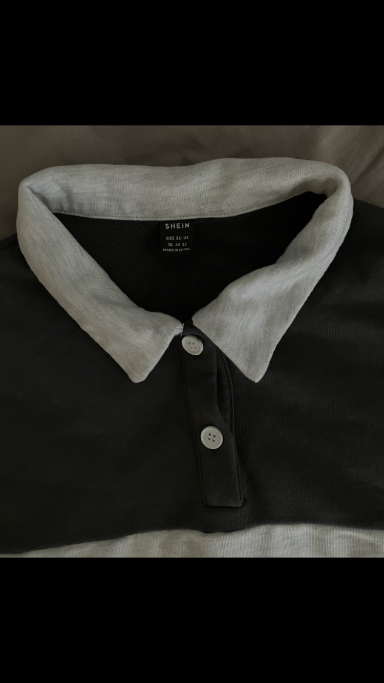 Shein Drop Shoulder Polo Collar Sweatshirt XL 👚🩶 image indicator(6)
