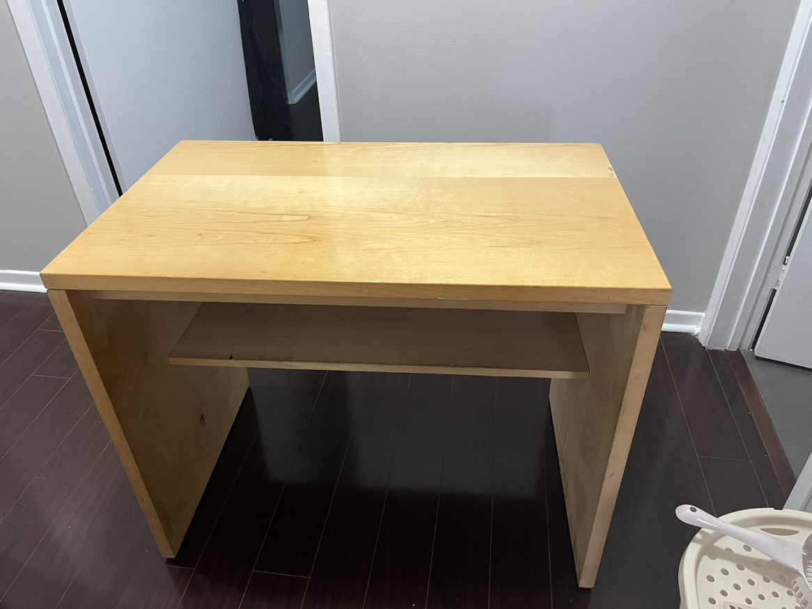 Oak Study Desk with Shelf Inside