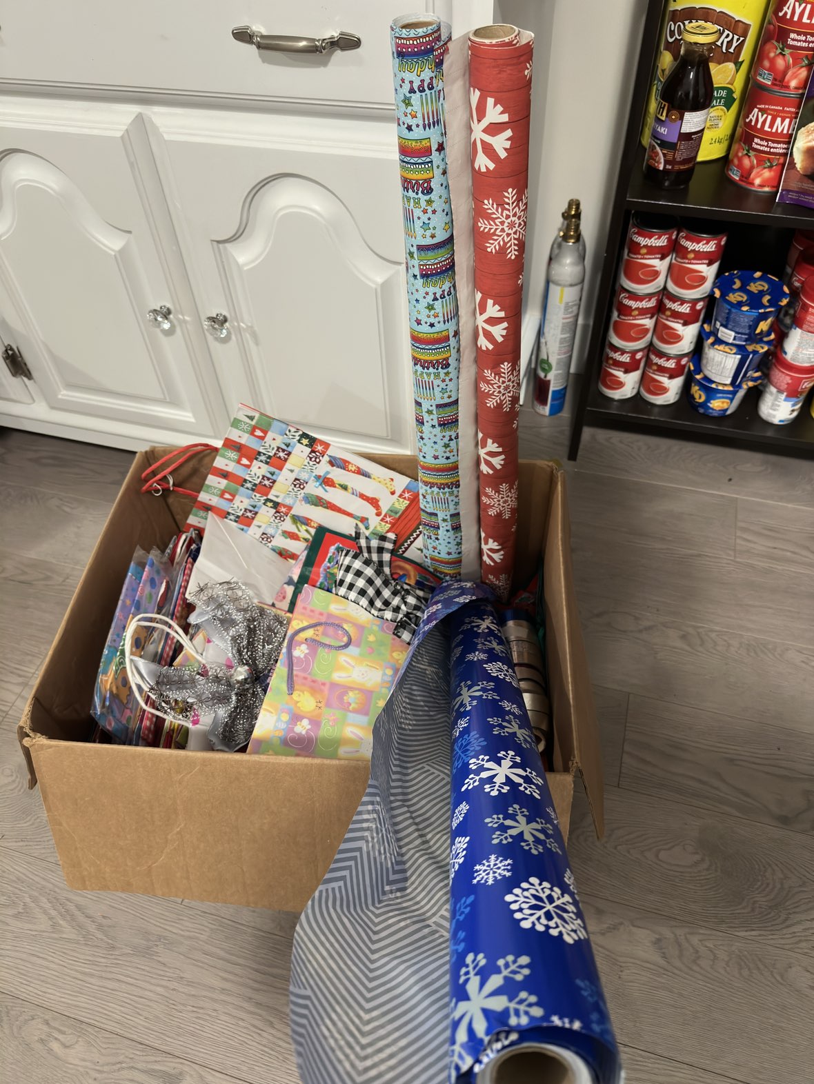 Gift bags, wrapping paper, stickers, rolls of ribbon. image indicator(2)