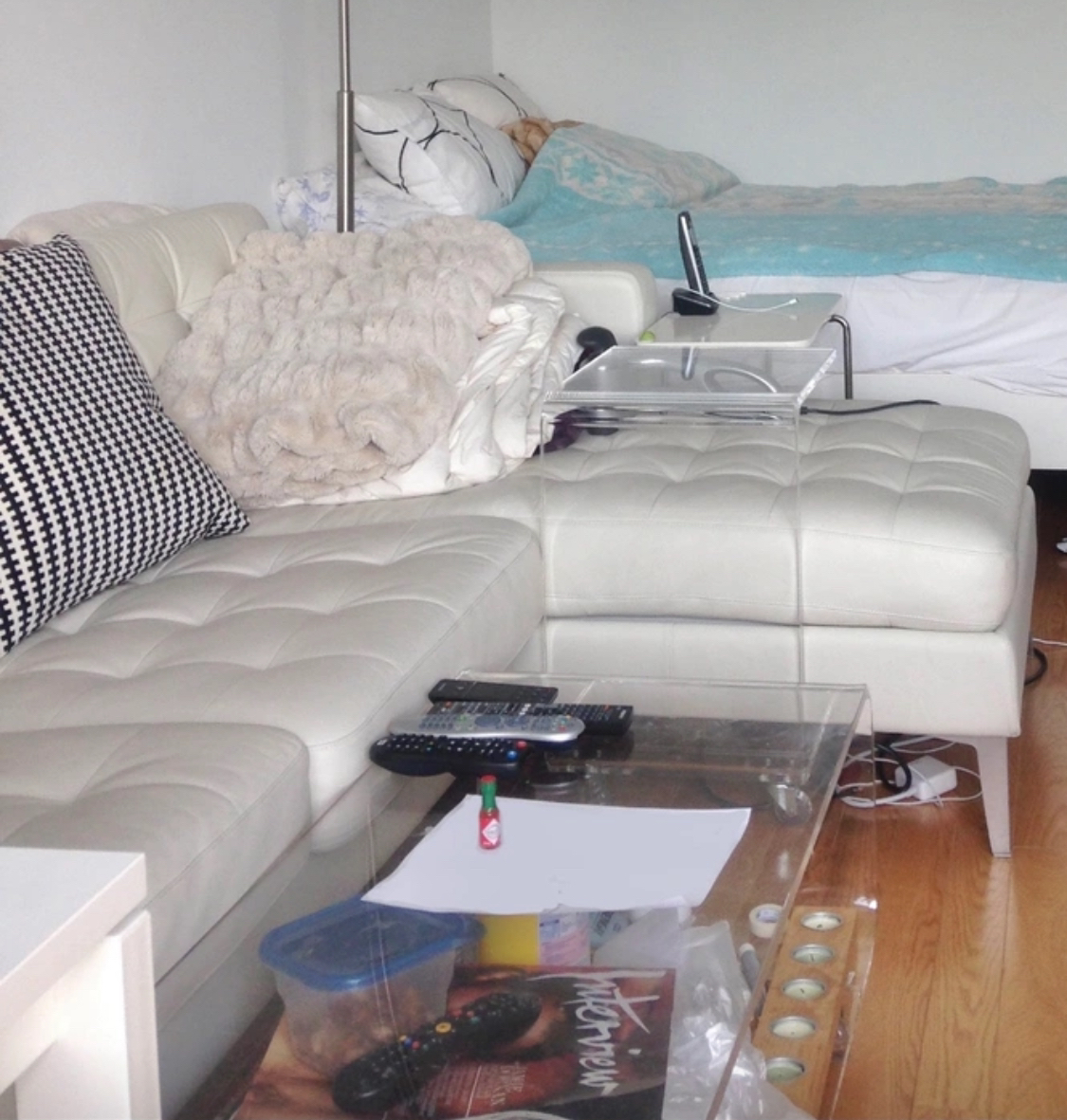 IKEA Sectional Sofa Leather | with metal legs (Used)