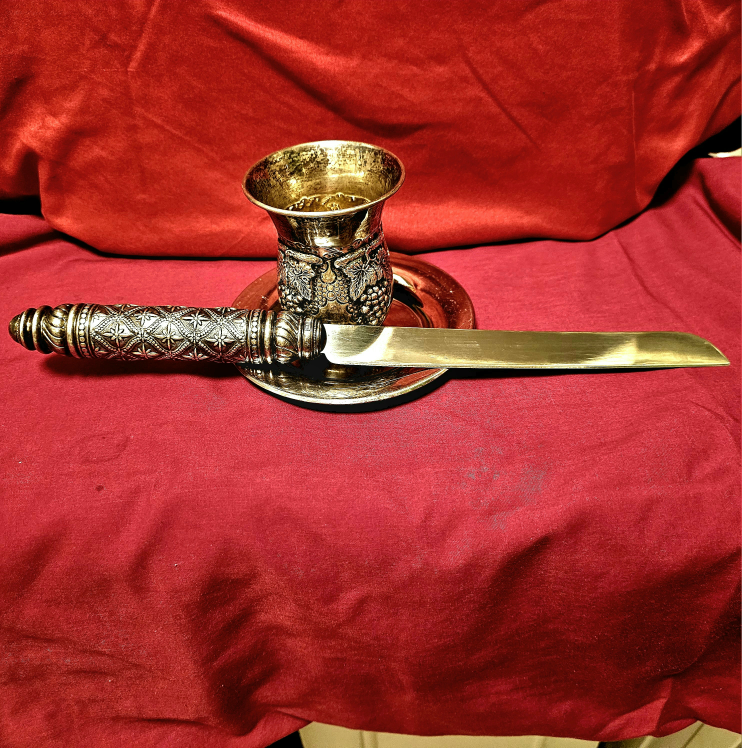 Silver Challah knife & kiddush cup