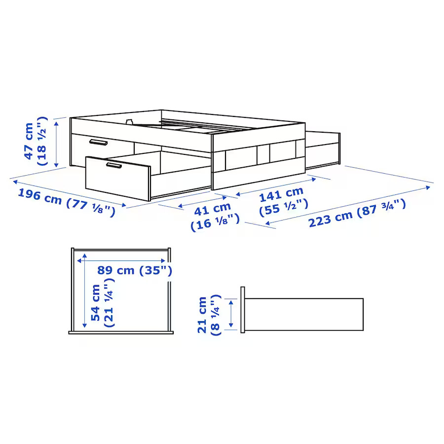 Full/Double Ikea bed with storage - photo 3