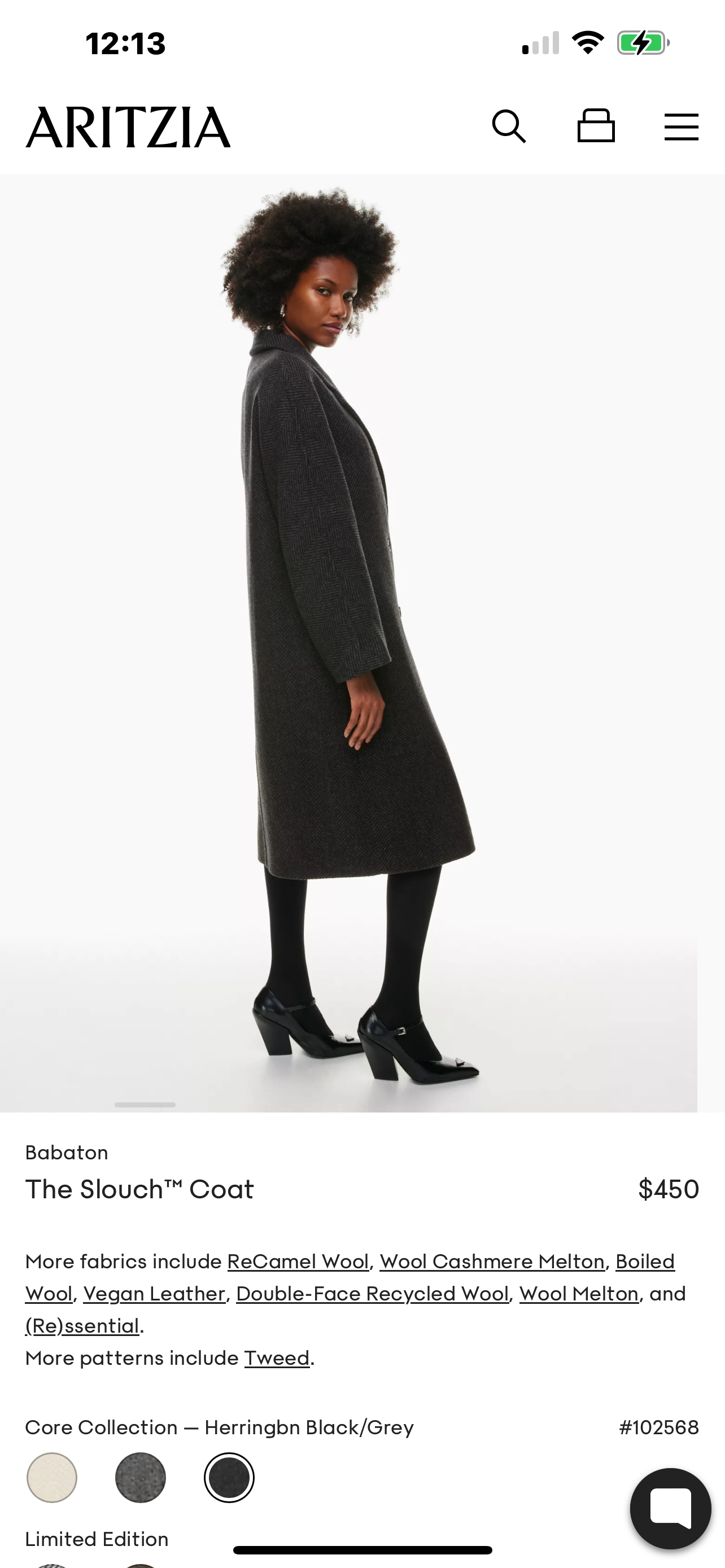 Aritizia wool slouch coat long - photo 2