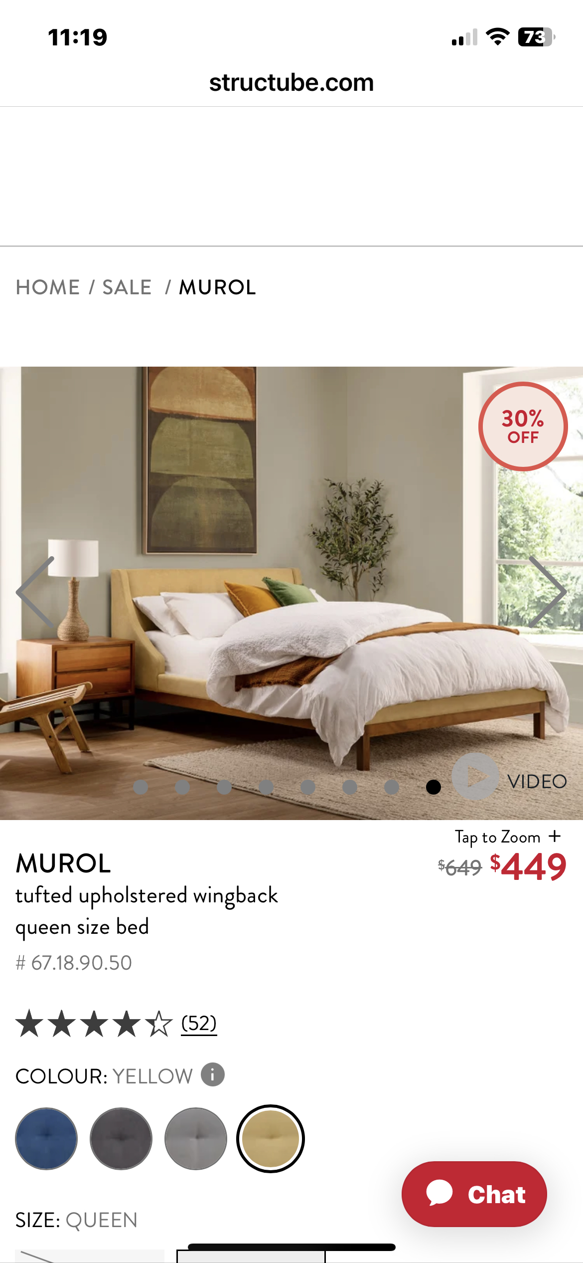 Queen bed (Structube Murol) - photo 3