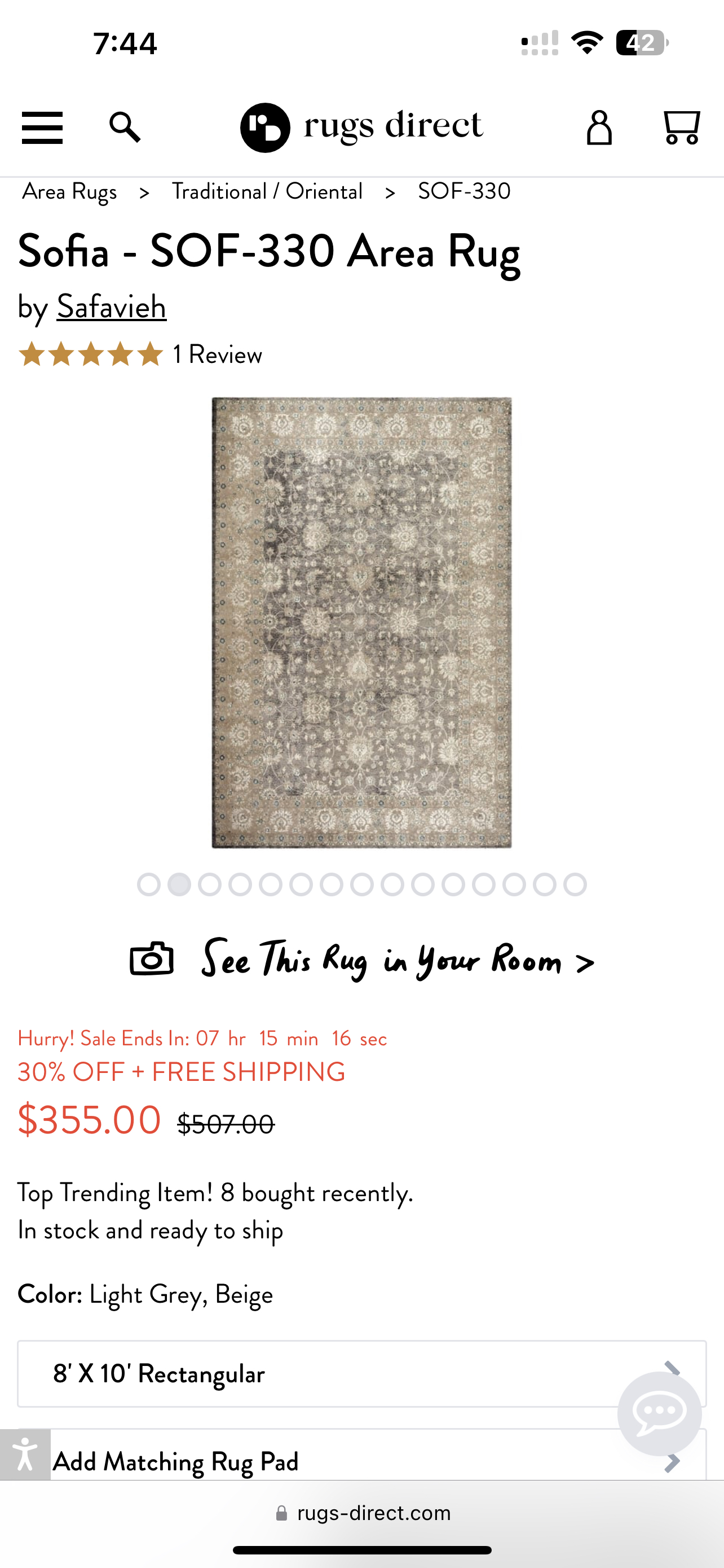 Safavieh Area Rug oriental faded grey and cream - photo 3
