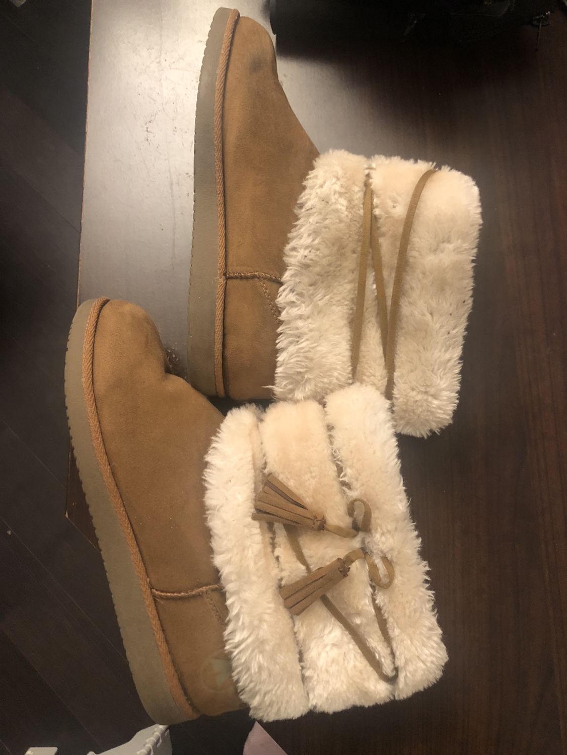 Ankle length fuzzy booties