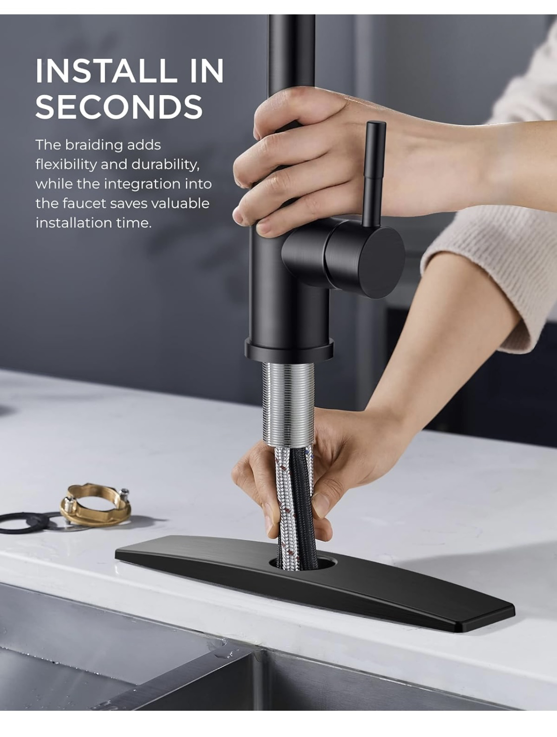 Matte Black Kitchen Faucet with Pull Down Sprayer image indicator(2)