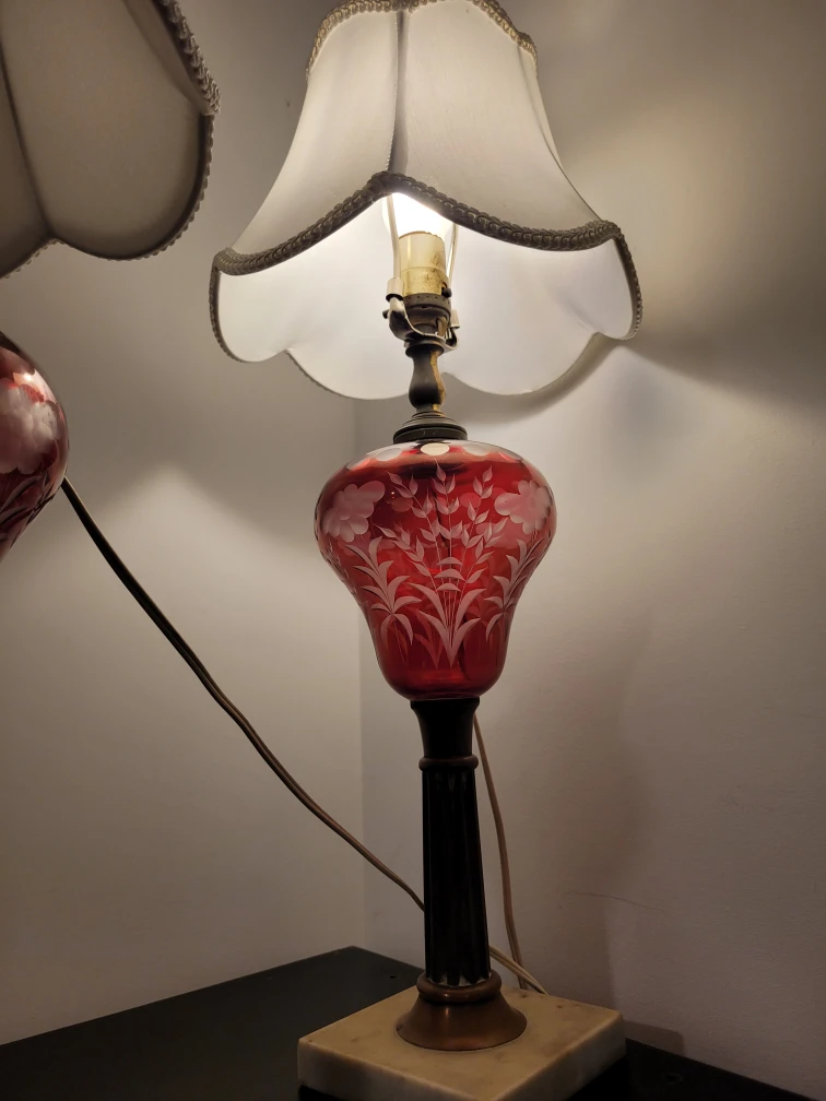 vintage lamps, etched beautiful glass