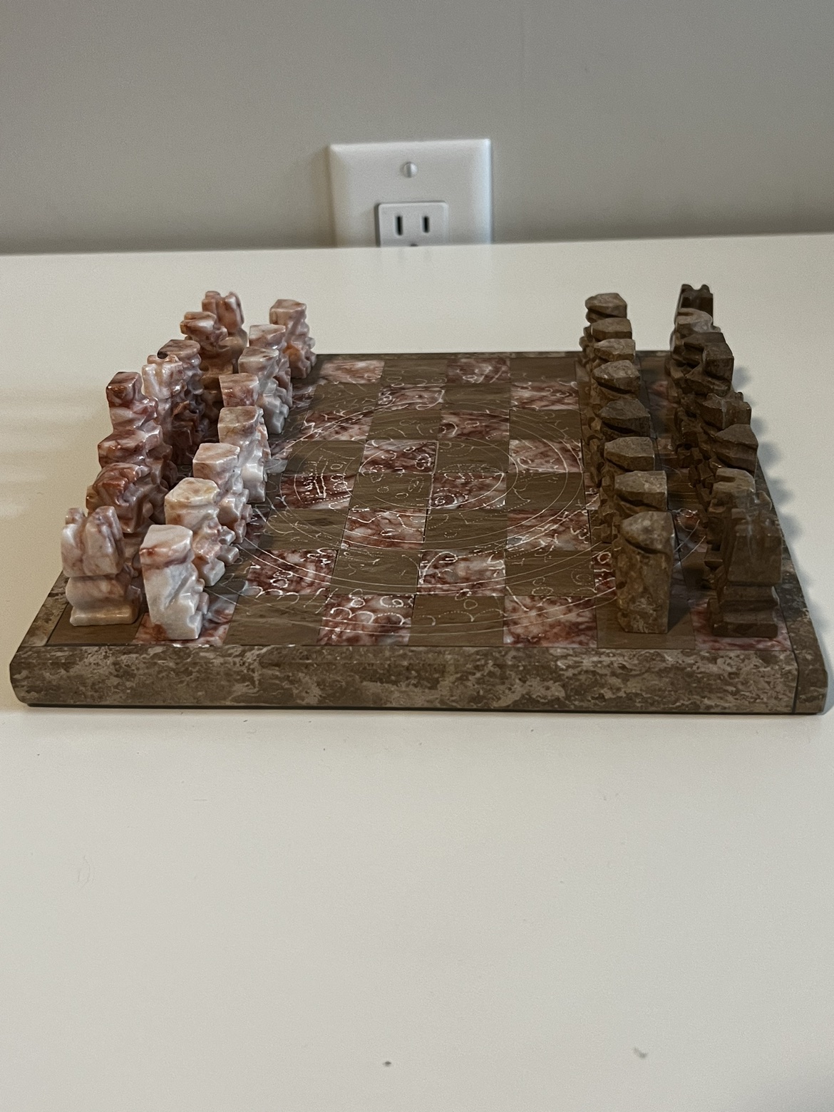 Handcrafted aztec marble chess board