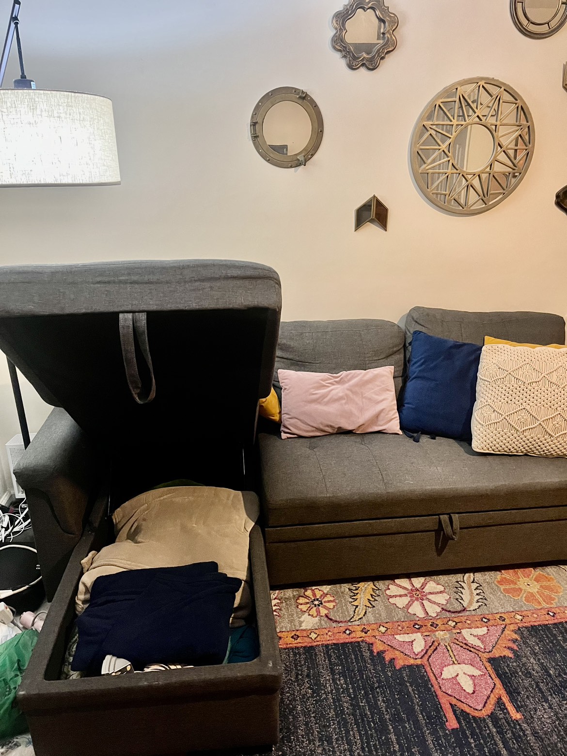 Gray sectional with storage - photo 5