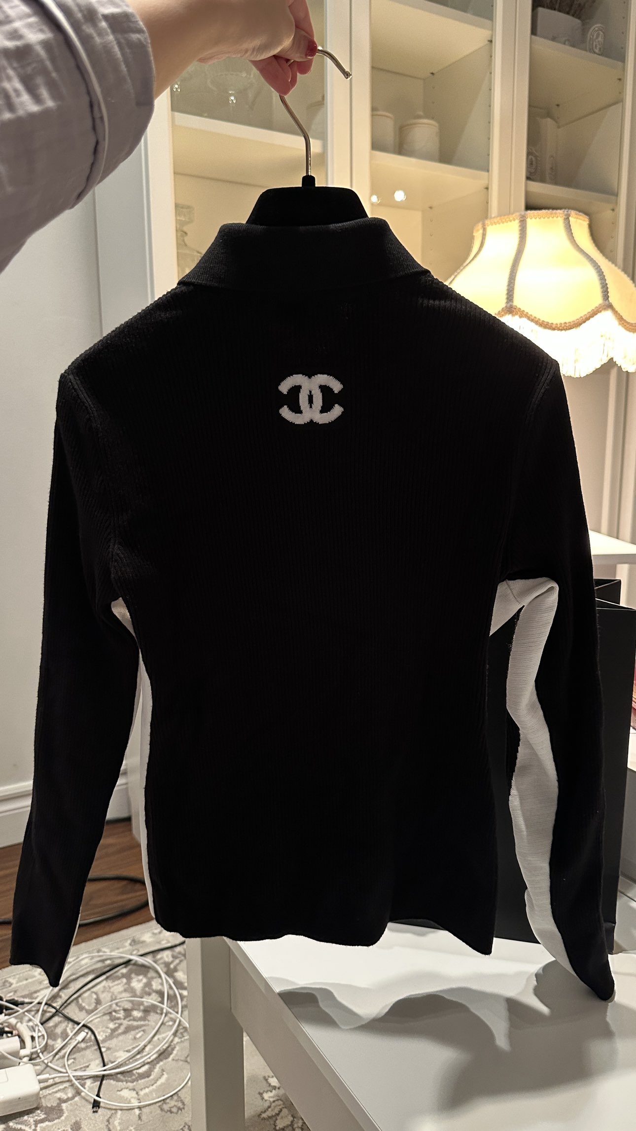 Chanel Fall-Winter 2023-24 Collection Black Sweater with CC thumbnail
