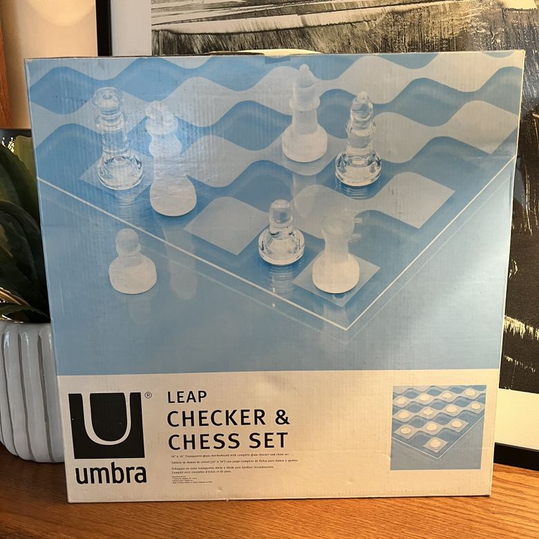 New Umbra Glass Chess/Cherboard Set