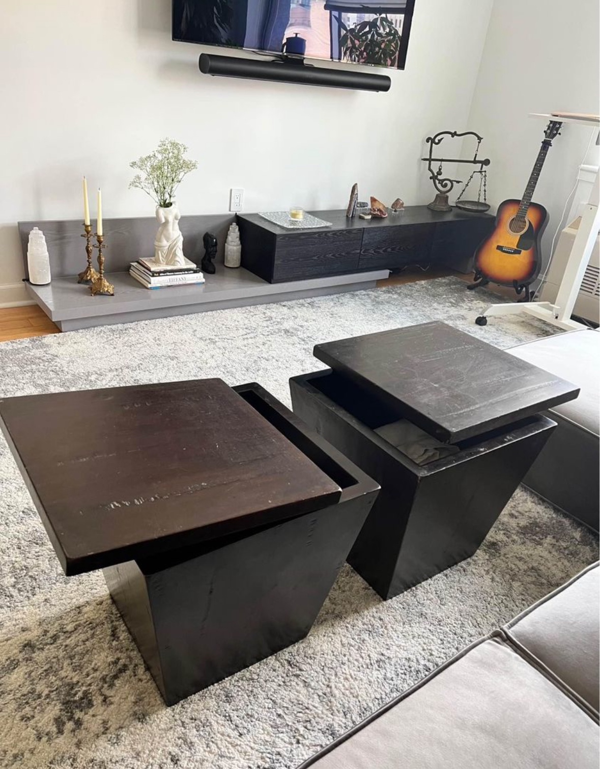 Pottery Barn Kenya Cube Storage Side Tables (a pair) - photo 3