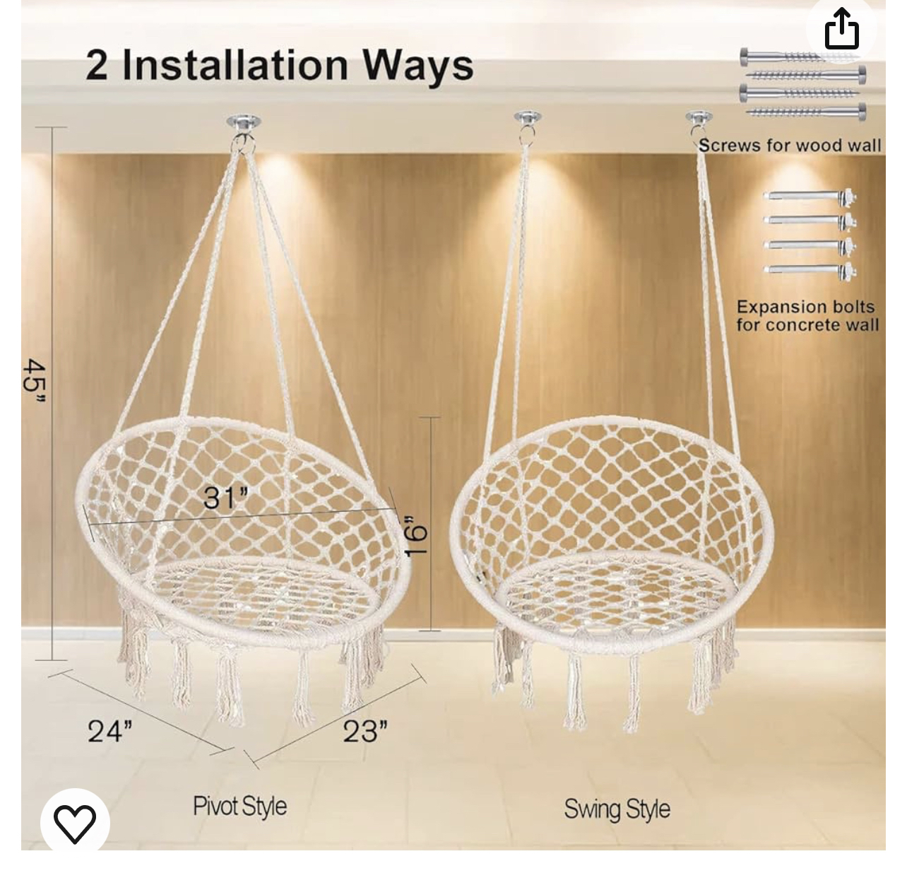 Hammock Chair - Perfect for porch season/kids room - photo 5