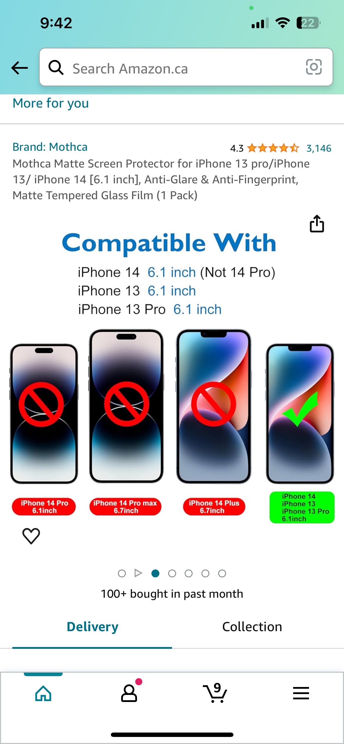 Mothca Matte Screen Protector for iPhone 13 pro/ 13 / 14 image indicator(2)