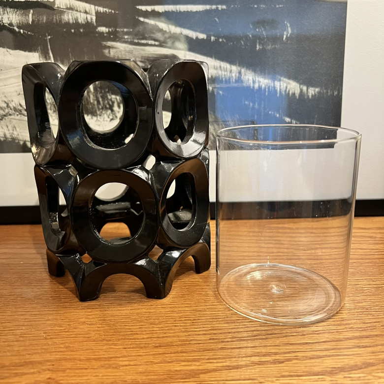 EUC Wood & Glass Candle Holder Set/3 - photo 2