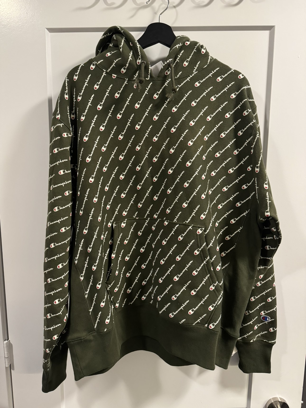 Men’s Champion Reverse Weave Hoodie - Olive - Size XL