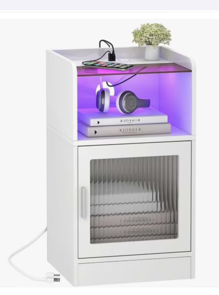 LED light Modern Night stand / storage cabinet set of 3