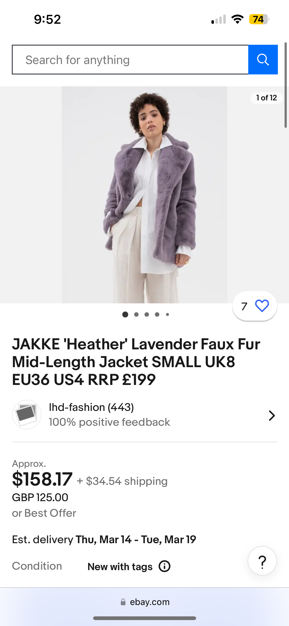 Jakke. Heather Lavender Faux Fur coat image indicator(4)
