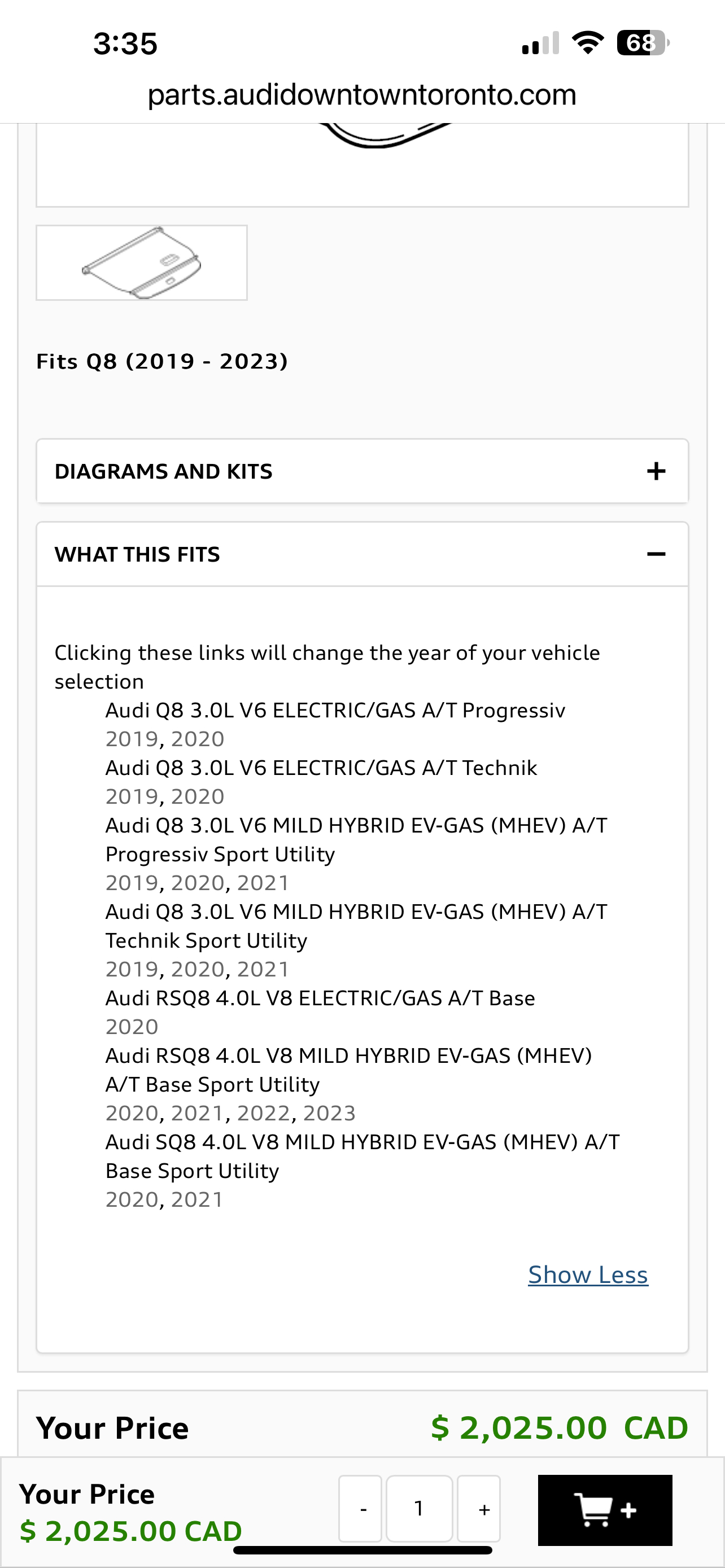 Cargo cover for Audi Q8 image indicator(3)