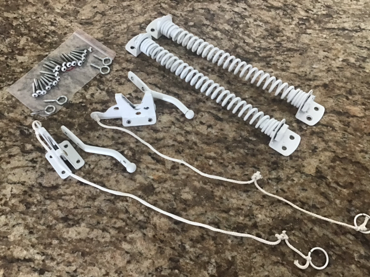 Two white gate hardware latch sets thumbnail