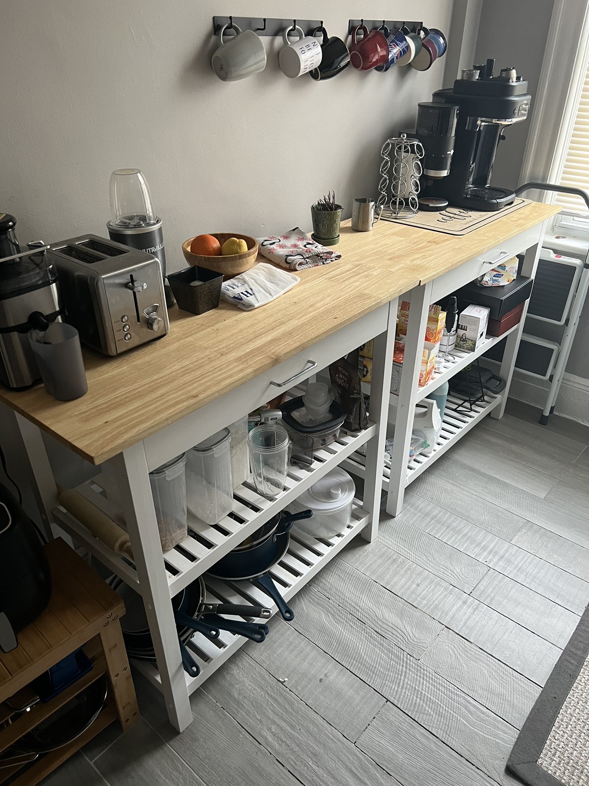 Two- Casual Home Solid Hardwood Top, kitchen Island