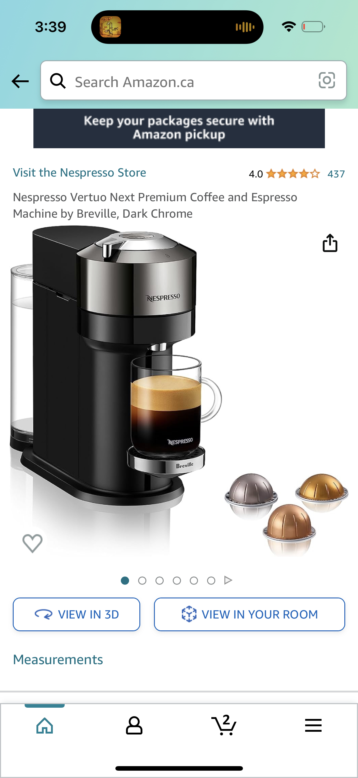 Nespresso Vertuo Coffee Machine thumbnail