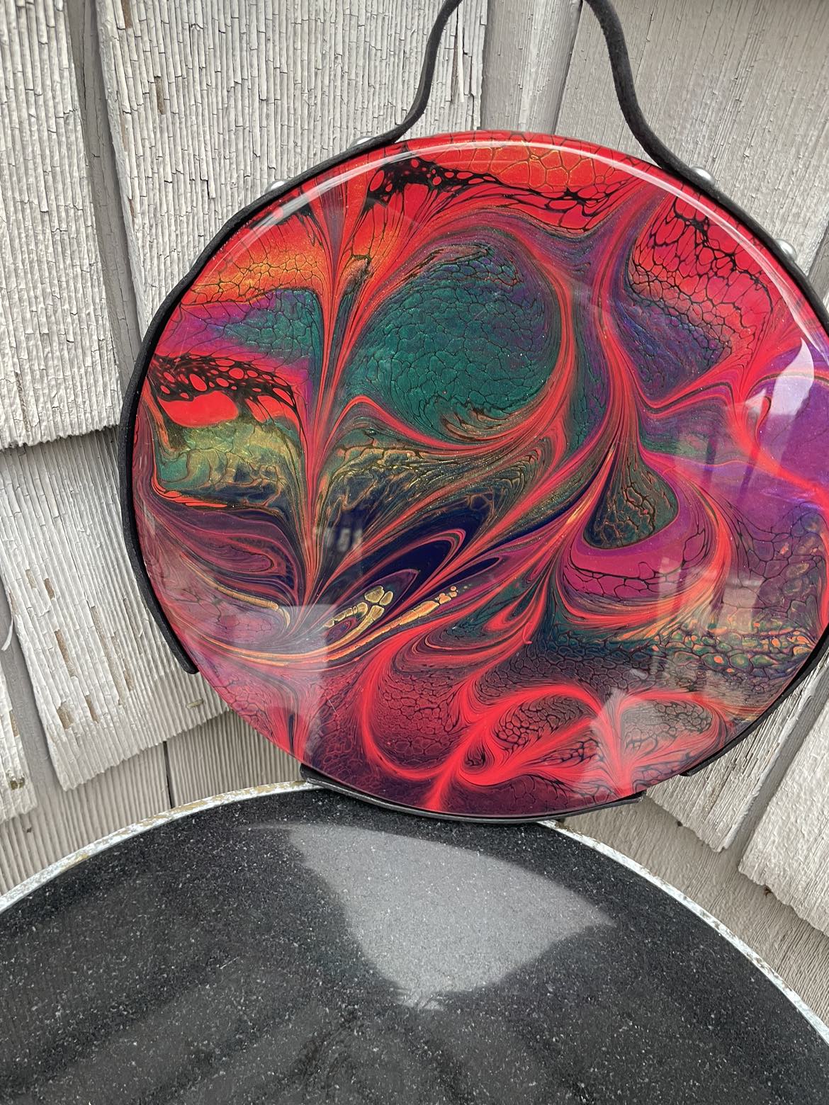 Geode style hanging wooden chopping charcuterie board image indicator(2)