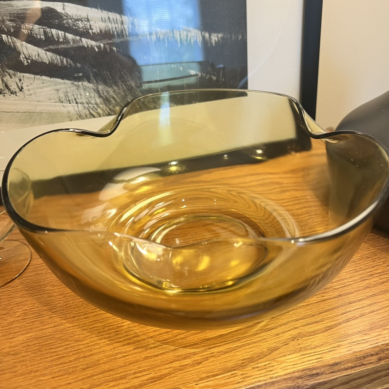 1960’s Amber Glass Bowl & Champagne Coupe Glass Set - photo 4