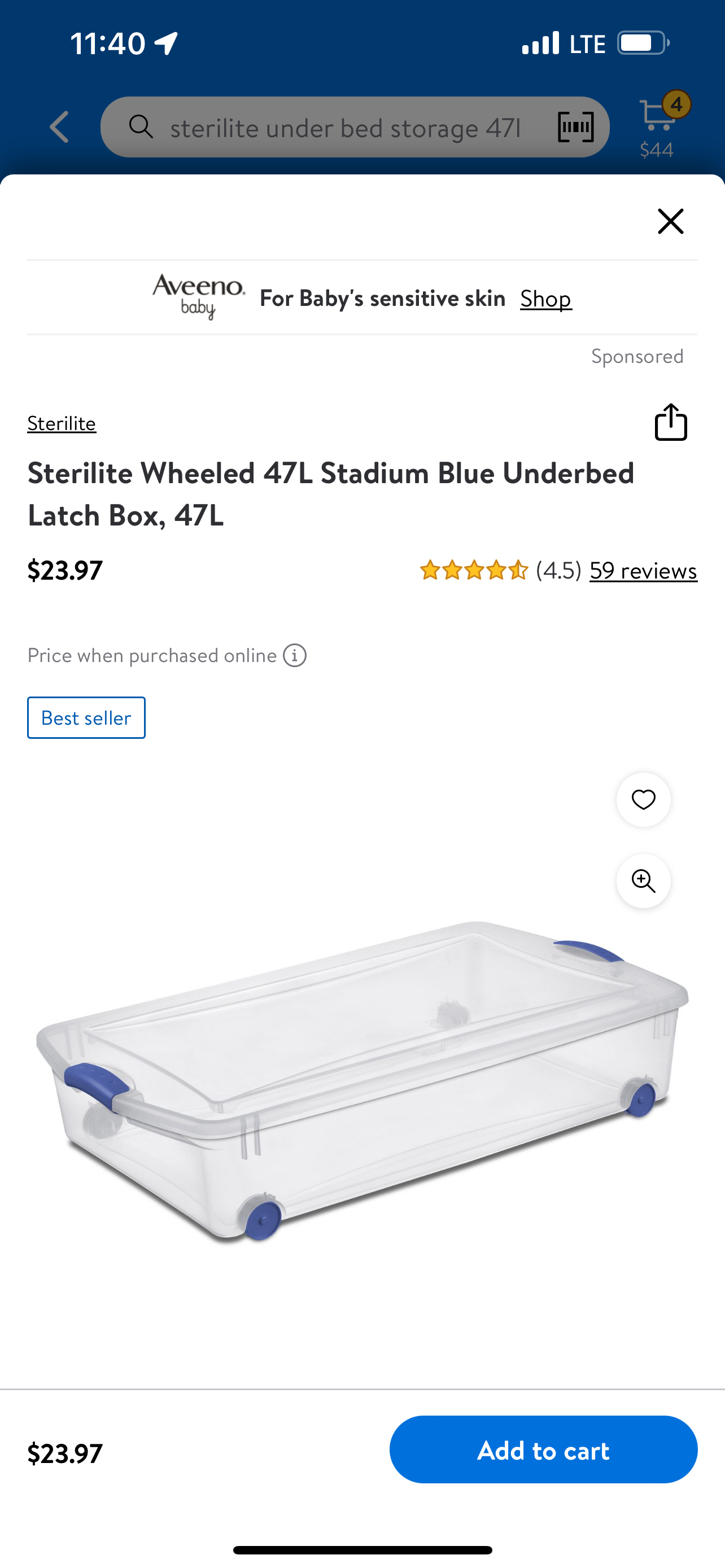 Sterilite Underbed storage tote - photo 3