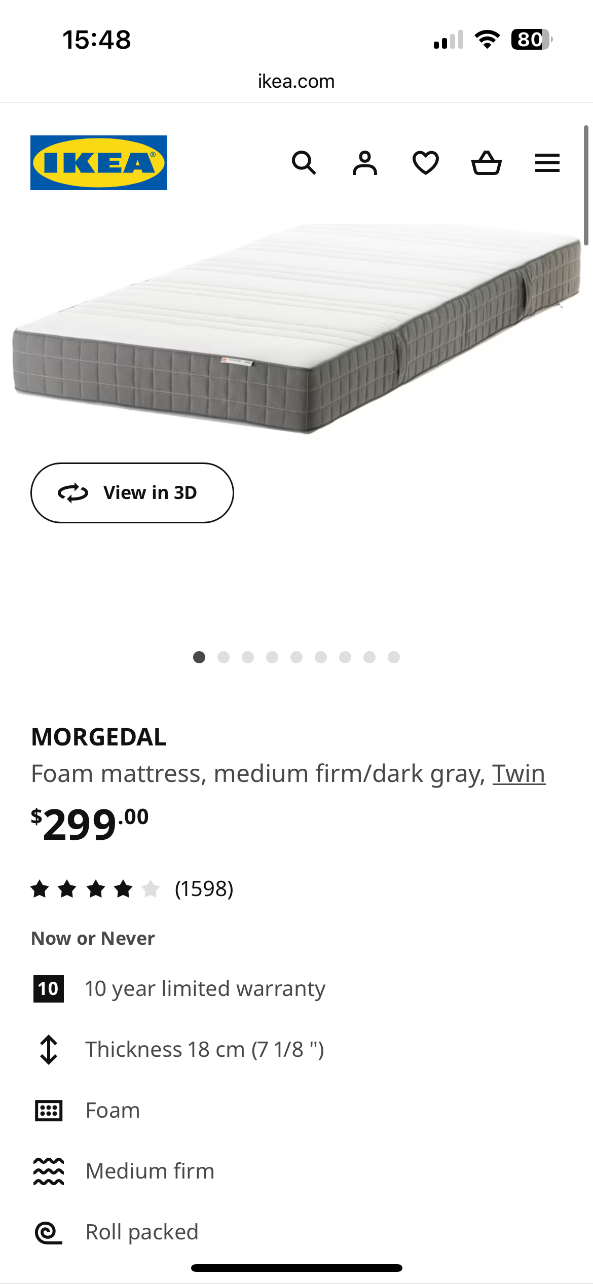IKEA Twin bed frame with mattress - photo 5