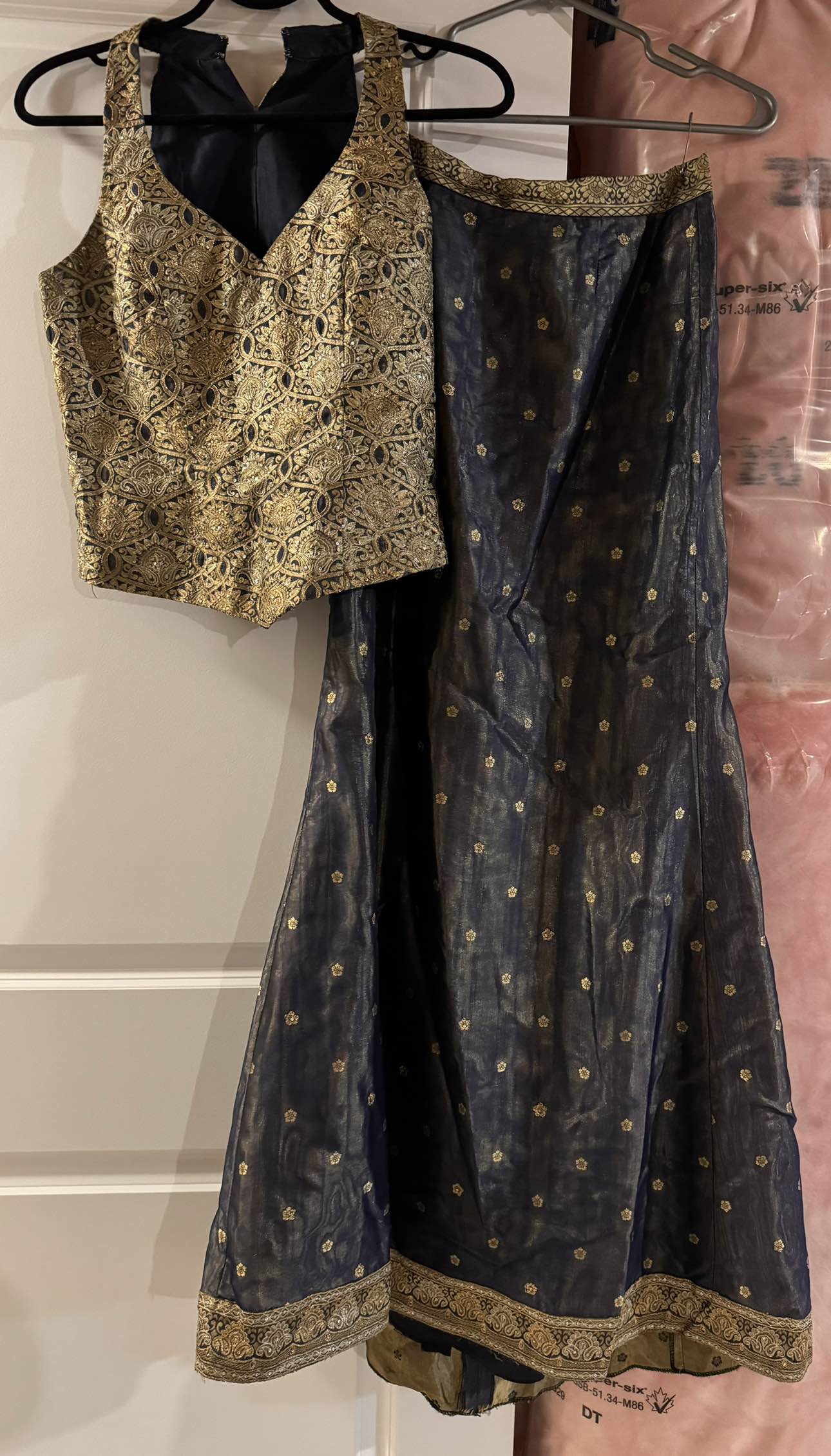 Navy and gold evening 2 piece outfit
