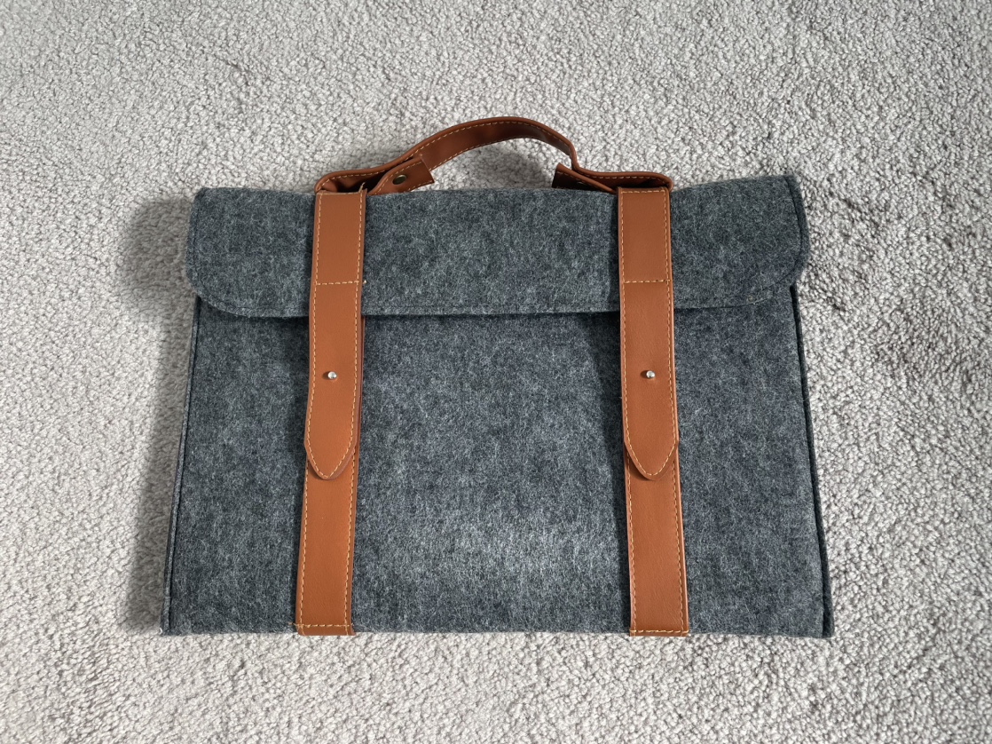 Grey felt laptop bag