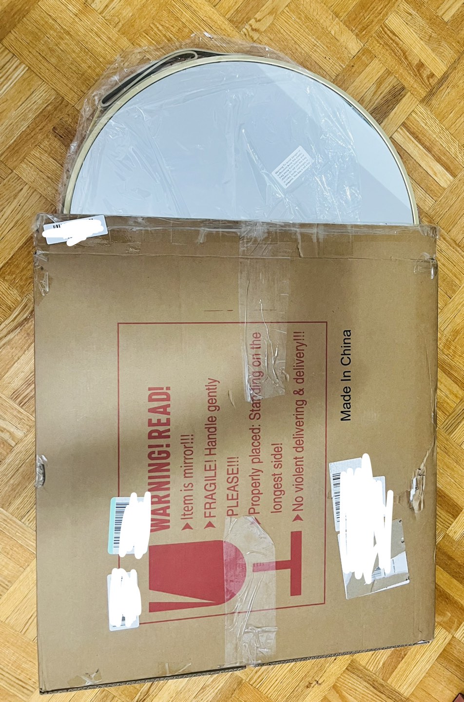 Round hanging mirror with leather strap - photo 2