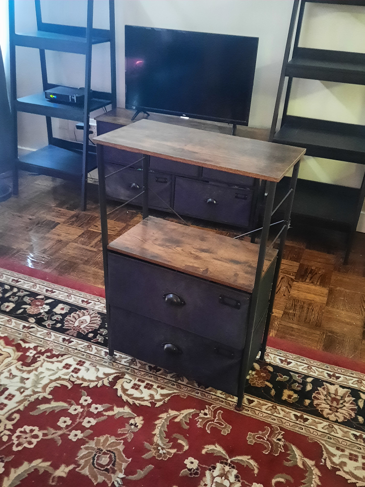 Side table with 2 fabric drawers