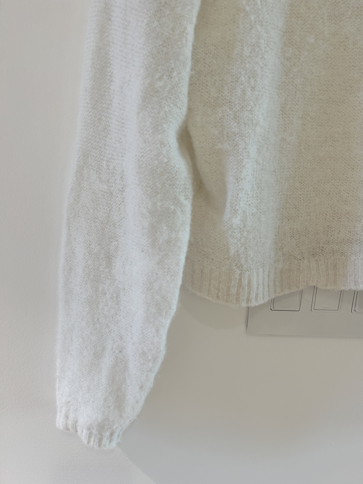 White Knit Oversized Box Crop Fit Sweater Top - photo 4