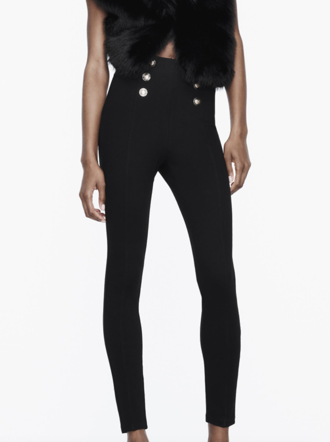 ZARA HIGH RISE BUTTONED LEGGINGS thumbnail