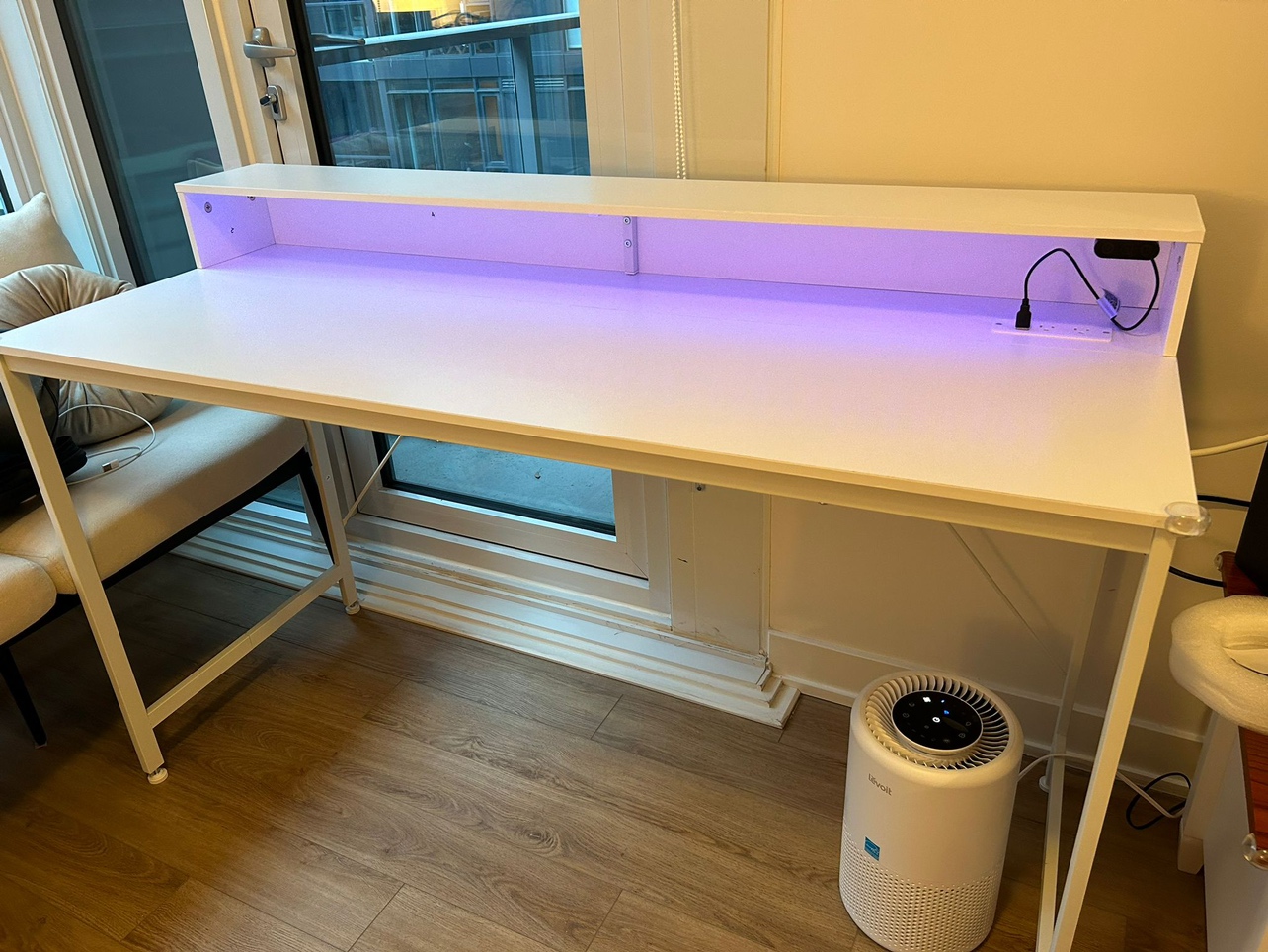Desk 55” with Power Outlet Monitor Shelf and Lights thumbnail