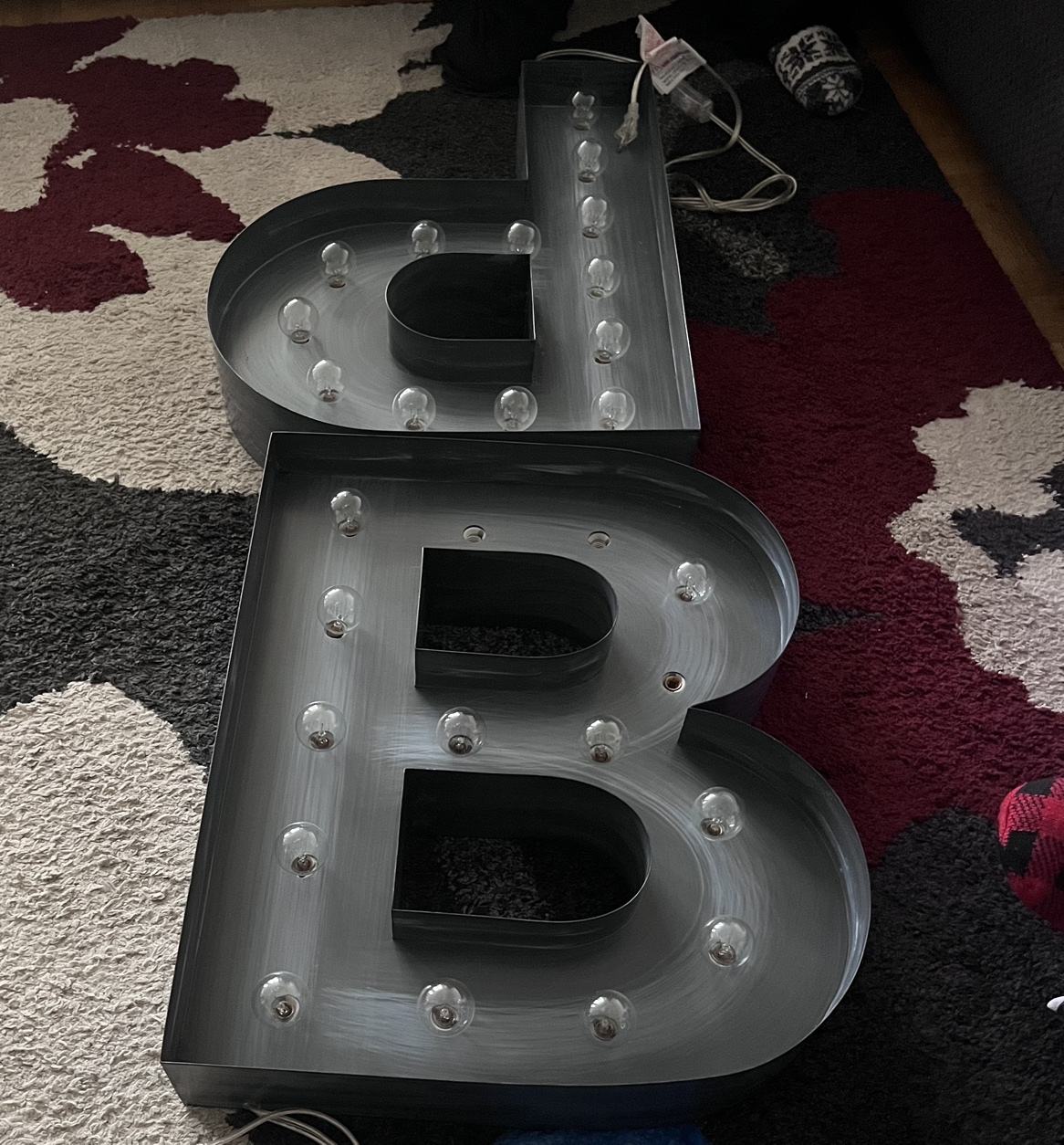 Weathered metal vintage letters.