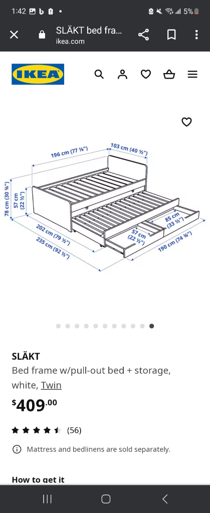 Slakt Ikea Bed Frame with Storage - photo 2