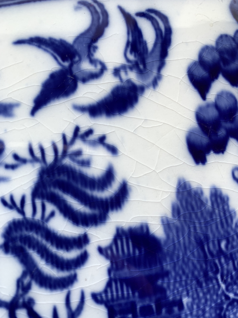 Antique 1830's Blue Willow Porcelain Platter From England image indicator(7)