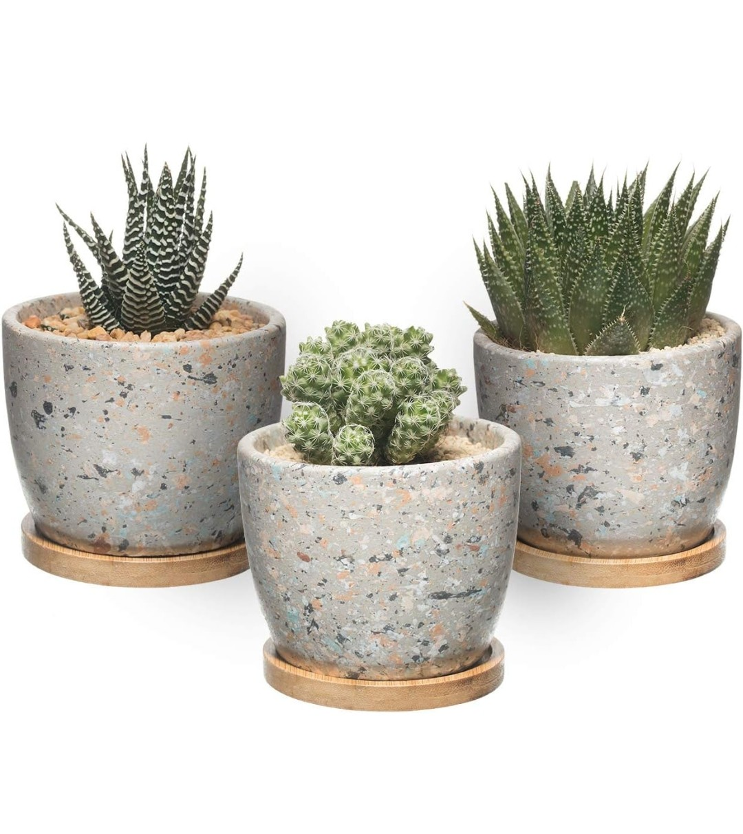 T4U 4 Inch Stone Plant Pots (set of 2) thumbnail
