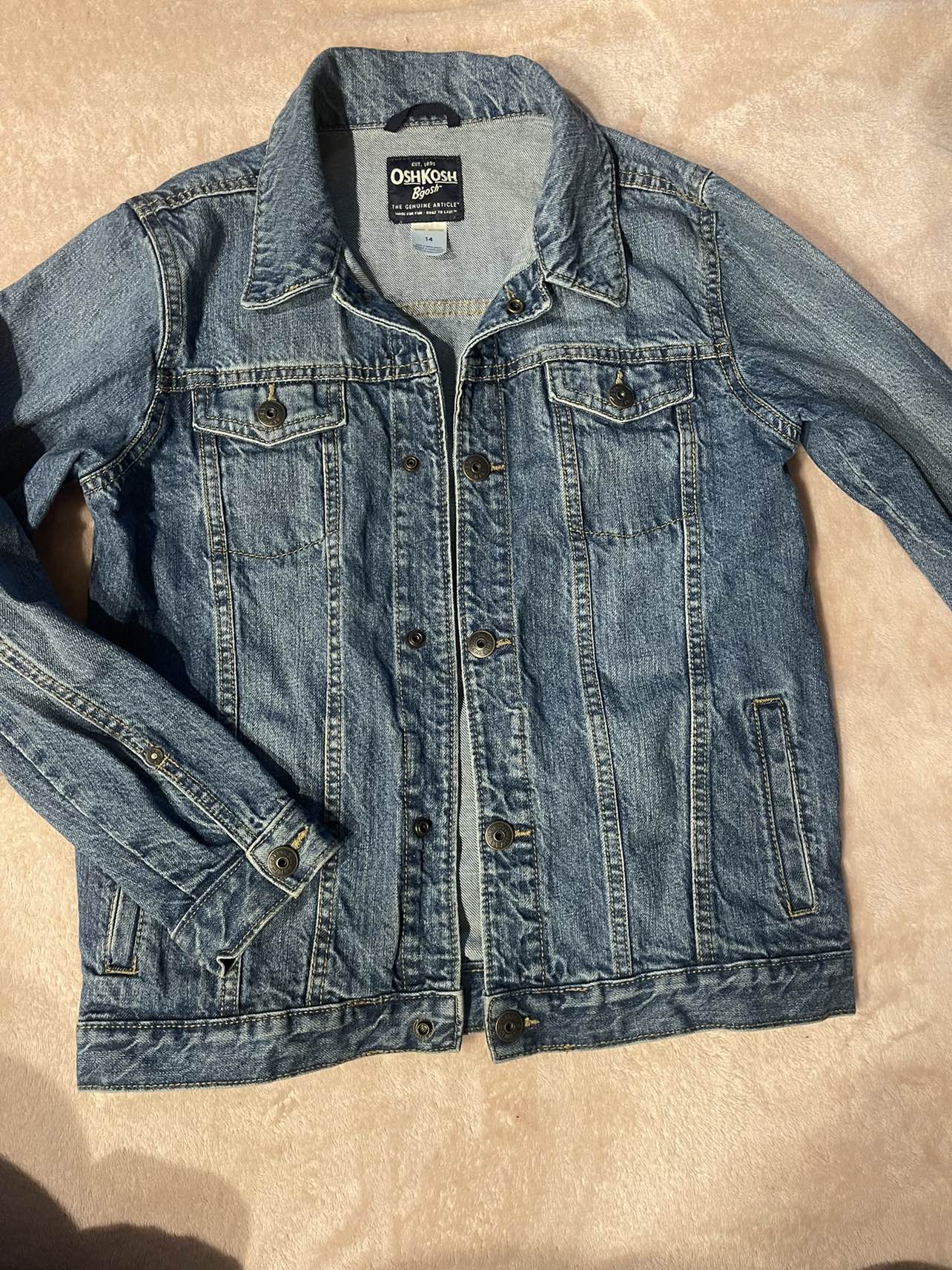 2 oshkosh b'gosh jean jackets size 6, and size 14 - photo 3