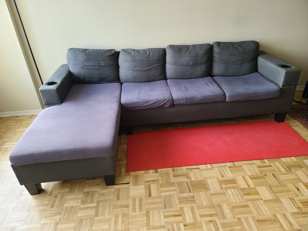 [MOVE OUT SALE] L- Shaped Sectional Sofa with 2 cup holders