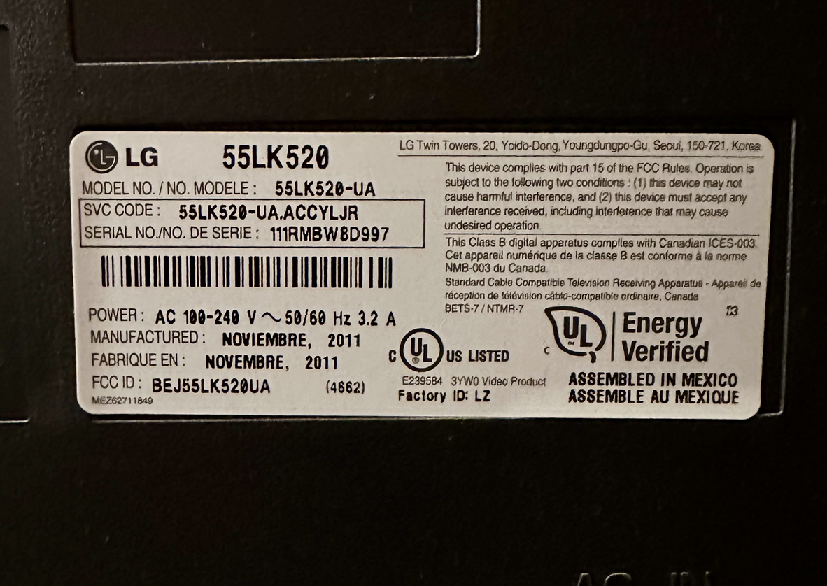 LG 55” LCD TV image indicator(2)