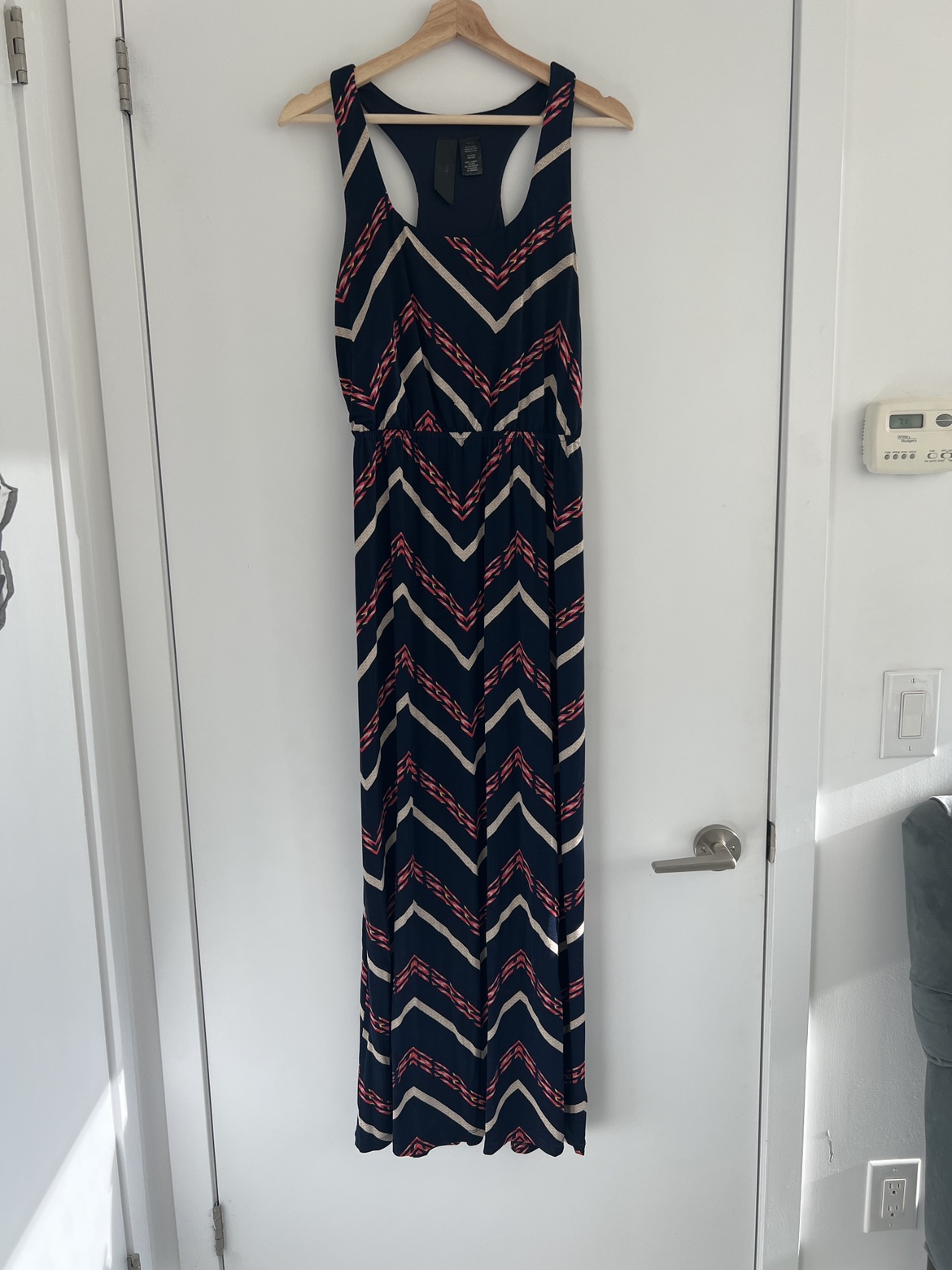 Navy/White/Pink racer back maxi dress thumbnail