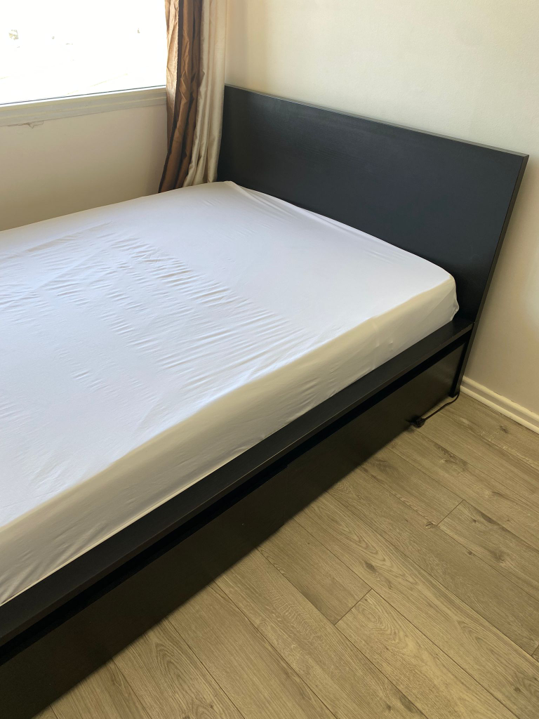 ikea malm queen bed frame with 2 storage drawer - photo 2