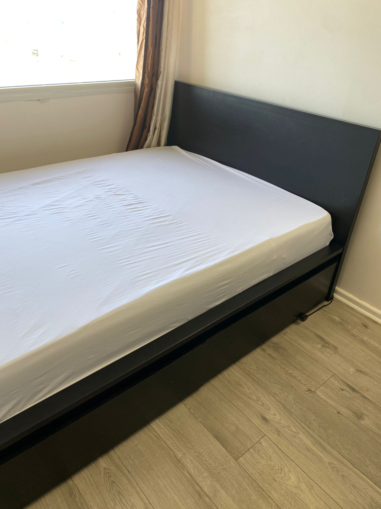 ikea malm queen bed frame with 2 storage drawer - photo 3