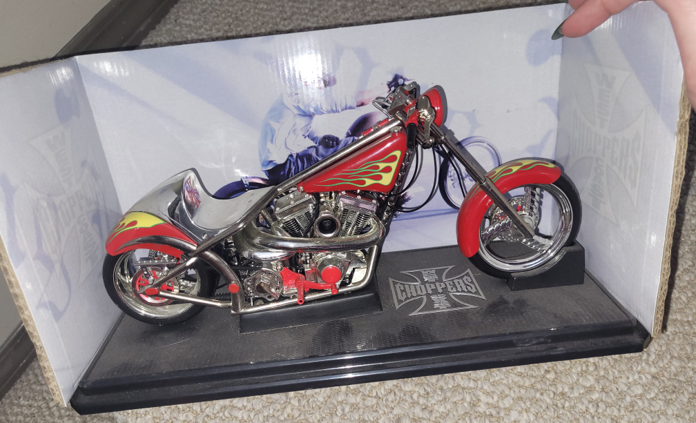 west coast chopper bike on a stand