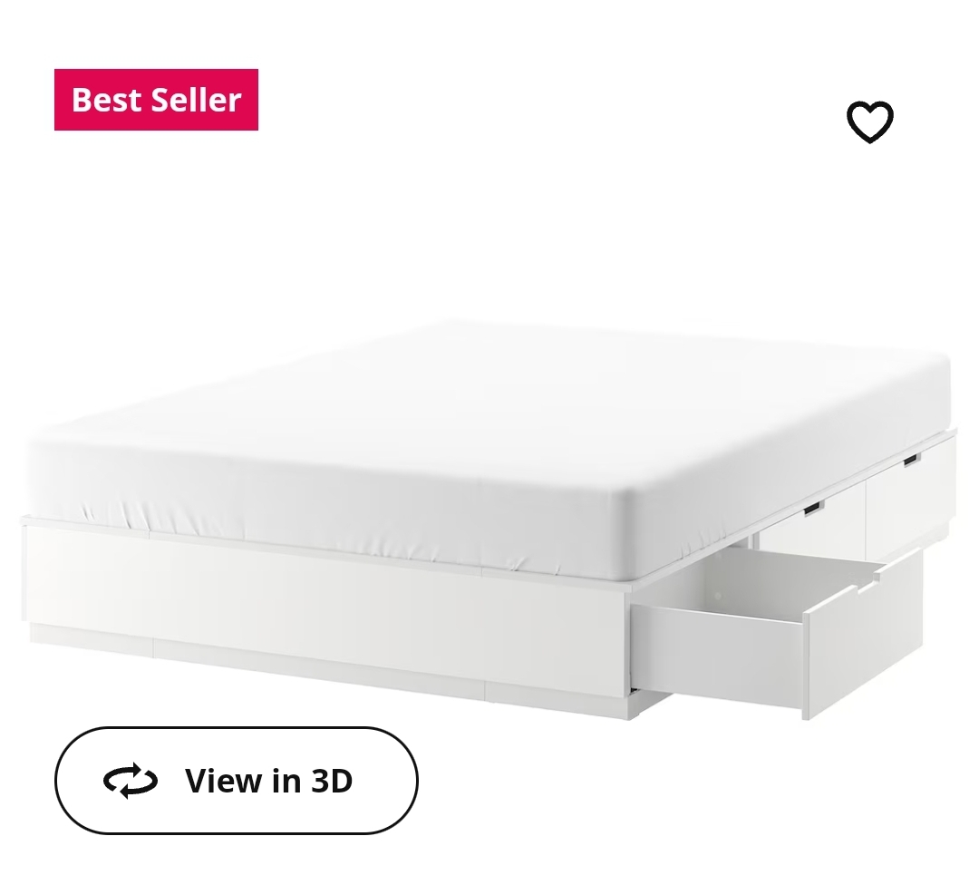 Queen size bed with storage (Nordli) thumbnail